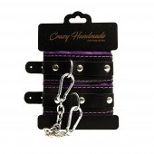 Черно-фиолетовые скругленные наручники с мягкой подкладкой - Crazy Handmade - купить с доставкой в Мытищах