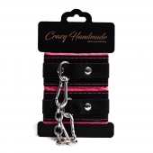 Черно-розовые скругленные наручники с мягкой подкладкой - Crazy Handmade - купить с доставкой в Мытищах