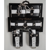 Набор фиксаторов из черной и белой натуральной кожи - Crazy Handmade - купить с доставкой в Мытищах