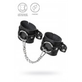 Черные наручники из толстой натуральной кожи с люверсами - Pecado - купить с доставкой в Мытищах