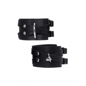 Черные кожаные оковы с двумя перекрёстными ремешками - Pecado - купить с доставкой в Мытищах