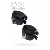 Черные кожаные оковы с двумя перекрёстными ремешками - Pecado - купить с доставкой в Мытищах