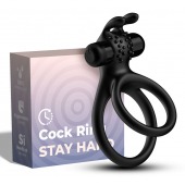 Черное эрекционное виброкольцо с подхватом мошонки Stay Hard - Boys of Toys - в Мытищах купить с доставкой