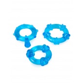 Набор из 3 синих эрекционных колец с различным рельефом - Erowoman-Eroman - в Мытищах купить с доставкой