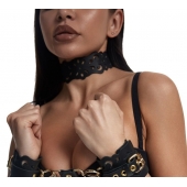 Черный ажурный чокер с золотистой фурнитурой - Crazy Handmade - купить с доставкой в Мытищах