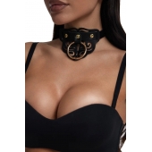 Черный чокер с клепками и золотистой фурнитурой - Crazy Handmade - купить с доставкой в Мытищах