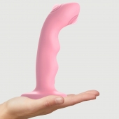 Розовая насадка-стимулятор Strap-On-Me Tapping Dildo Wave - Strap-on-me - купить с доставкой в Мытищах