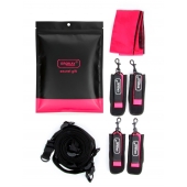 Черно-розовый эротический набор: фиксатор, оковы, наручники, повязка - Erokay - купить с доставкой в Мытищах