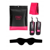 Черно-розовый эротический набор: маска, наручники и повязка - Erokay - купить с доставкой в Мытищах