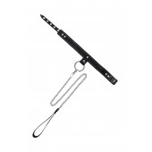 Черный узкий однослойный ошейник с серебристым поводком-цепочкой - Pecado - купить с доставкой в Мытищах