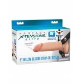 Телесный пустотелый фаллопротез 5’’ Hollow Silicone Strap-On - 14 см. - Pipedream - купить с доставкой в Мытищах