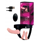 Женский страпон с 3 насадками и вибрацией - Erowoman-Eroman - купить с доставкой в Мытищах