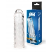 Прозрачная закрытая насадка на пенис с ребрышками - 16 см. - Sex Expert - в Мытищах купить с доставкой