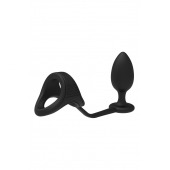 Черное эрекционное кольцо с анальной пробкой Cockstrap With Anal Plug - Dream Toys - в Мытищах купить с доставкой