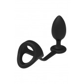 Черное эрекционное кольцо с анальной пробкой Cockstrap With Anal Plug - Dream Toys - в Мытищах купить с доставкой