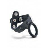 Черное эрекционное кольцо с подхватом мошонки на кнопках VS6 - Blush Novelties - в Мытищах купить с доставкой