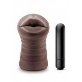 Коричневый мастурбатор-ротик Krystal Vibrating Masturbator - Blush Novelties - в Мытищах купить с доставкой
