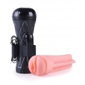 Телесный мастурбатор-вагина в черной колбе с вибрацией - Boys of Toys - в Мытищах купить с доставкой