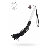 Плеть с белой рукоятью и чёрными хлыстами - 50 см. - Pecado - купить с доставкой в Мытищах