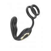 Черная анальная пробка с вращением и эрекционными кольцами - Ibiza - в Мытищах купить с доставкой