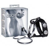 Подхват для мошонки с 3 съемными эрекционными кольцами Leder-Riemen - Orion - в Мытищах купить с доставкой