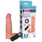 Фаллическая насадка Харнесс UNICOCK 5,5  с вибрацией - 17 см. - LOVETOY (А-Полимер) - купить с доставкой в Мытищах