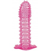 Гелевая розовая насадка с шипами - 12 см. - Toyfa Basic - в Мытищах купить с доставкой