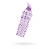 Гелевая фиолетовая насадка с шариками, шипами и усиком - 11 см. - Toyfa Basic - в Мытищах купить с доставкой