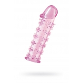 Гелевая розовая насадка на фаллос с шипами - 12 см. - Toyfa Basic - в Мытищах купить с доставкой