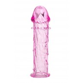 Гладкая розовая насадка с усиками под головкой - 12,5 см. - Toyfa Basic - в Мытищах купить с доставкой