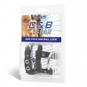 Утяжка на пенис на замочке Duo Cock And Ball Lock - BlueLine - купить с доставкой в Мытищах