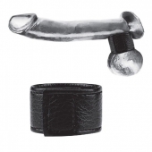 Чёрная утяжка на мошонку 1  Velcro Ball Stretcher - BlueLine - купить с доставкой в Мытищах