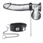 Утяжка на пенис с поводком Snap Cock Ring With 12  Leash - BlueLine - купить с доставкой в Мытищах