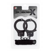 Чёрные наручники из листового металла в комплекте с веревкой BONDX METAL CUFFS LOVE ROPE SET - Dream Toys - купить с доставкой в Мытищах