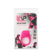 Розовое эрекционное кольцо с щеточкой LIT-UP SILICONE STIMU RING 5 - Dream Toys - в Мытищах купить с доставкой