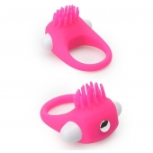 Розовое эрекционное кольцо с щеточкой LIT-UP SILICONE STIMU RING 5 - Dream Toys - в Мытищах купить с доставкой