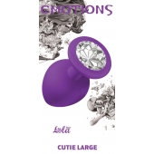 Большая фиолетовая анальная пробка Emotions Cutie Large с прозрачным кристаллом - 10 см. - Lola Games - купить с доставкой в Мытищах
