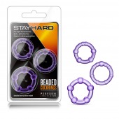 Набор из 3 фиолетовых эрекционных колец Stay Hard Beaded Cockrings - Blush Novelties - в Мытищах купить с доставкой