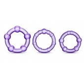 Набор из 3 фиолетовых эрекционных колец Stay Hard Beaded Cockrings - Blush Novelties - в Мытищах купить с доставкой