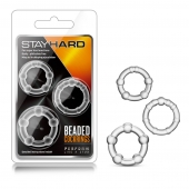 Набор из 3 прозрачных эрекционных колец Stay Hard Beaded Cockrings - Blush Novelties - в Мытищах купить с доставкой