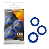 Набор из 3 синих эрекционных колец Stay Hard Beaded Cockrings - Blush Novelties - в Мытищах купить с доставкой