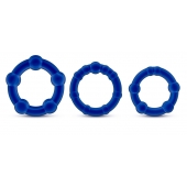 Набор из 3 синих эрекционных колец Stay Hard Beaded Cockrings - Blush Novelties - в Мытищах купить с доставкой