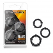 Набор из 3 чёрных эрекционных колец Stay Hard Beaded Cockrings - Blush Novelties - в Мытищах купить с доставкой