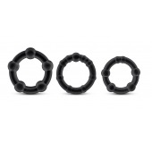 Набор из 3 чёрных эрекционных колец Stay Hard Beaded Cockrings - Blush Novelties - в Мытищах купить с доставкой