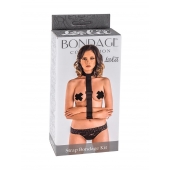 Ошейник с длинной лентой и наручниками Strap Bondage Kit Plus Size - Lola Games - купить с доставкой в Мытищах
