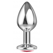 Большая серебристая анальная пробка Diamond Red Sparkle Large с красным кристаллом - 8 см. - Lola Games - купить с доставкой в Мытищах