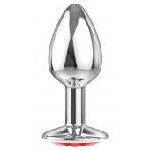 Малая серебристая анальная пробка Diamond Red Sparkle Small с красным кристаллом - 7 см. - Lola Games - купить с доставкой в Мытищах