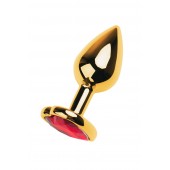 Золотистая анальная пробка с кристаллом-сердцем - 7,5 см. - ToyFa - купить с доставкой в Мытищах