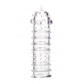 Прозрачная насадка на пенис TOYFA A-Toys с ребрами и точками - 15,3 см. - A-toys - в Мытищах купить с доставкой