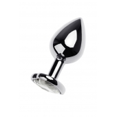 Серебристая анальная пробка с прозрачным кристаллом-сердцем - 8 см. - ToyFa - купить с доставкой в Мытищах